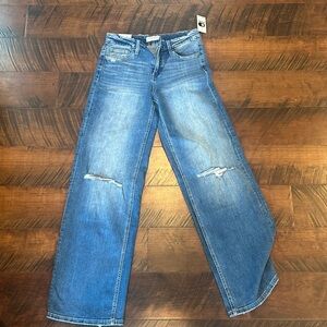 Flying Monkey Light Blue Distressed Wide Leg Jeans